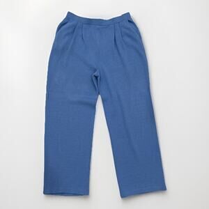 St John Collection Santana Knit Womens Size 8 Blue Pleat Trousers Pants READ